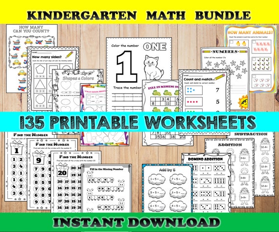 printable kindergarten worksheet math activity pages etsy