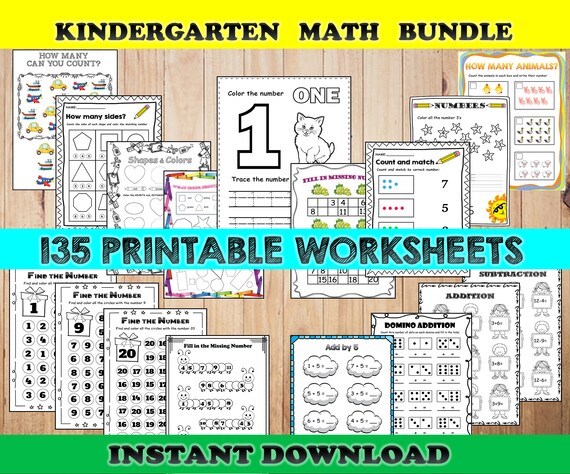 printable kindergarten worksheet math activity pages etsy