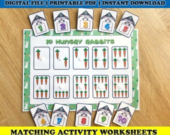 Busy Book Printable Worksheet, matching activities, toddler learning binder, numbers matching, kindergarten, preschool printable activity