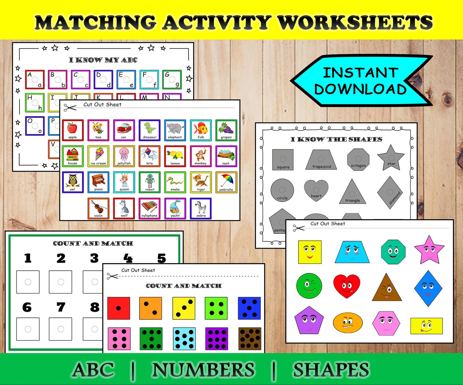 Busy Book Printable Worksheet, Preschool Matching Activities, Toddler ...
