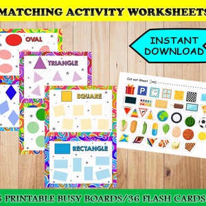 Busy Book Printable Worksheets Set, Matching Activities, Toddler ...