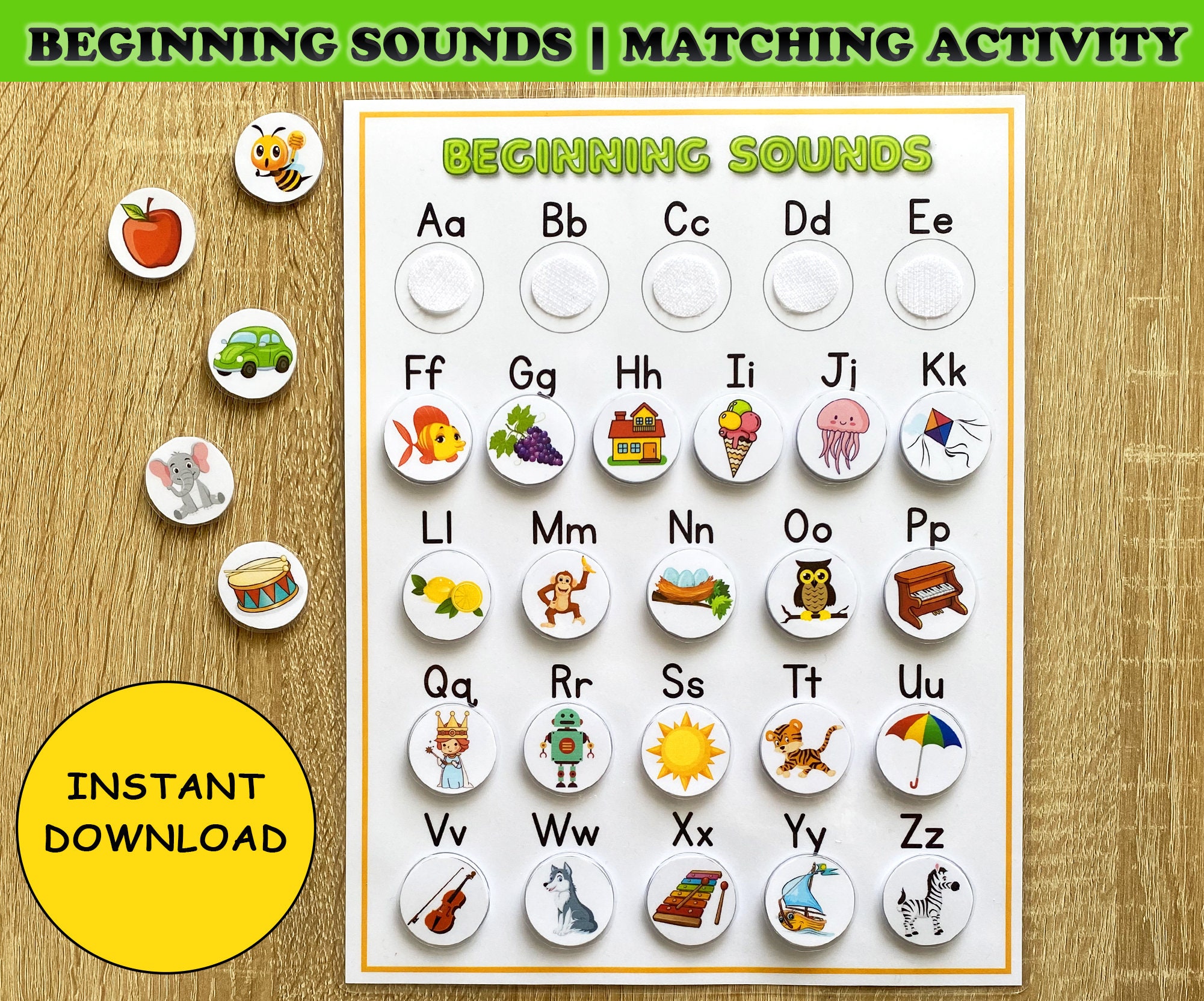 beginning sounds printable alphabet game preschool etsy