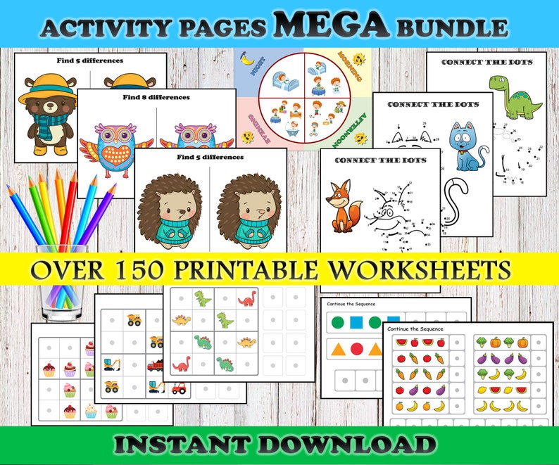 Toddler busy book PRINTABLE Activity Sheets Preschool workbook Etsy