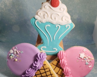 Ice Cream Decorated Sugar Cookies