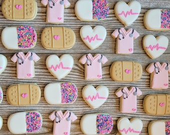 PINK Mini Nurse/Dr Decorated Sugar Cookies