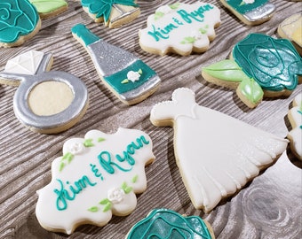 Teal Bridal Shower Decorated Sugar Cookies