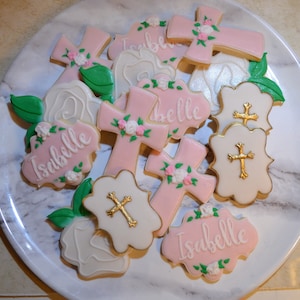 Pink Baptism Decorated Sugar Cookies