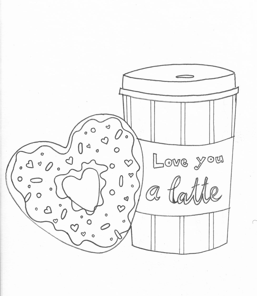 Love You A Latte Coloring Page - Etsy