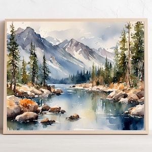 Lake Tahoe Watercolor Print California Landscape Wall Art National Park Artwork Lake PRINT from a watercolor painting - Tahoe #15