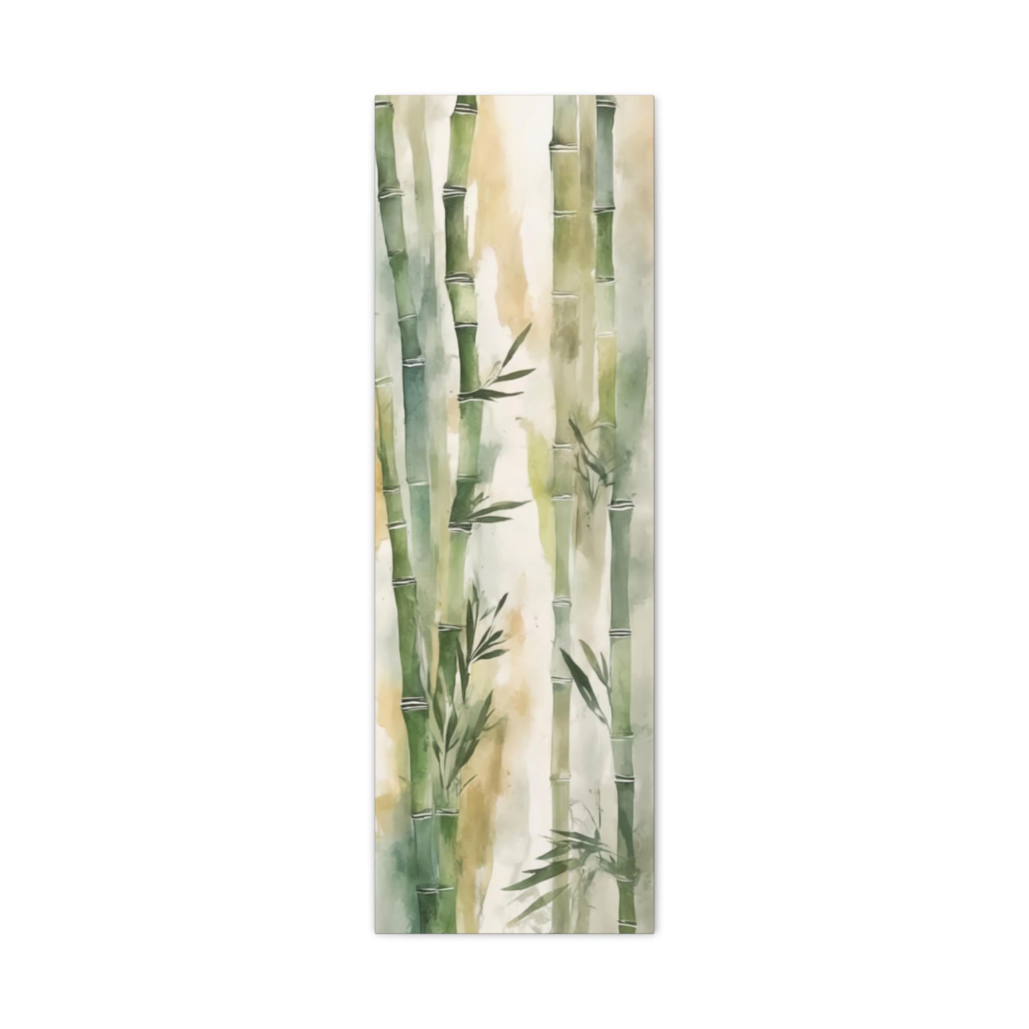 Bamboo Tall Narrow Canvas Art Print, Neutral Botanical Watercolor Print
