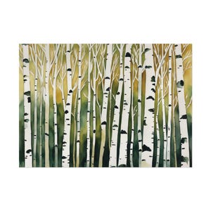 Summer Birch Trees Watercolor Print Forest Painting Green Nature Art Print Birches Forest Landscape Neutral Wall Art