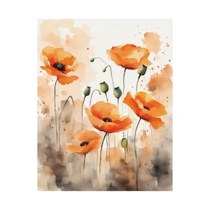 California Poppy Watercolor Painting Wildflowers Artwork Floral Wall Art Flowers PRINT from a watercolor painting #04