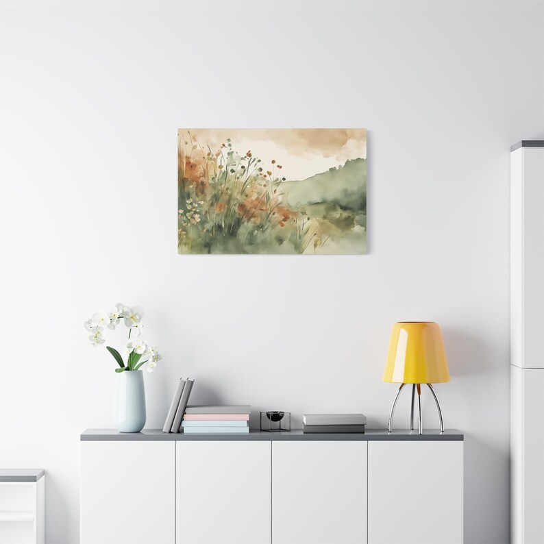 Rust and Sage Green Wildflowers Gallery Wrap Canvas Print #NC99, Watercolor Painting, Floral Art Print image 6