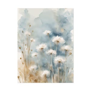 Blue Dandelion Print, Wildflowers Watercolor Painting, Floral Art Print Flowers Wall Art Botanical Poster - Dandelions #46