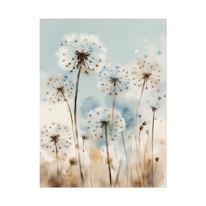 Blue Dandelion Art Print Watercolor Wildflowers Painting Floral Art Print Flowers Wall Art Botanical Poster - Dandelions #25