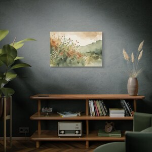 Rust and Sage Green Wildflowers Gallery Wrap Canvas Print #NC99, Watercolor Painting, Floral Art Print image 15
