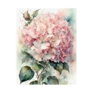 Pale Pink Hydrangea Watercolor Painting Floral Wall Art Flowers Artwork ...