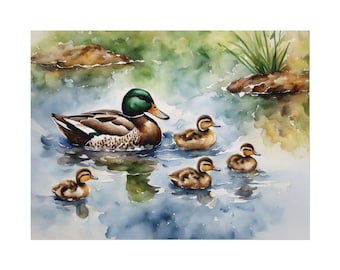 絵画「鴨の池の午後」　水彩画 絵画「鴨の池の午後」 水彩画 - メルカリ