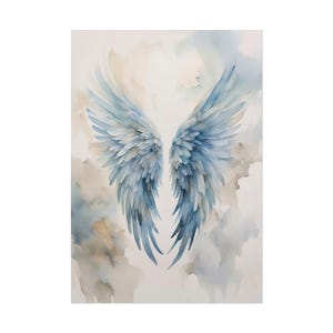 Blue Angel Wings Poster, Watercolor Print, Religious Wall Art - Etsy