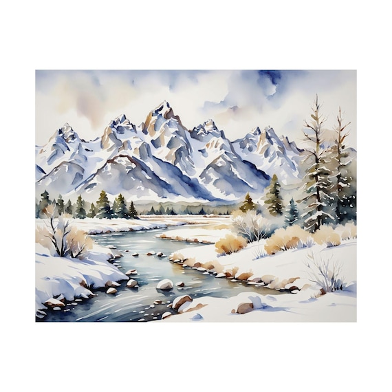 絵画 Winter Mountains Winter in mountains Painting by Olena Uriasieva