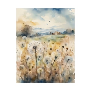 Countryside Farmhouse Dandelion Painting Watercolor Wildflowers Art Print Flowers Wall Art Floral Botanical Poster - Dandelions #12