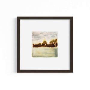 Small Original Abstract Moody Art, Brown Landscape Painting, Living room Wall Art 5x5 inch