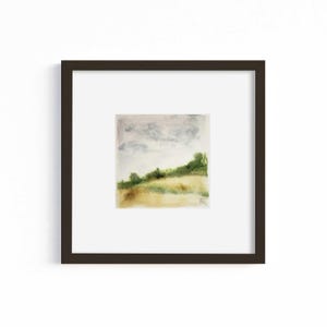 Small Original Abstract Country Art, Landscape Painting Gray Sky, Living room Wall Art 5x5 inch