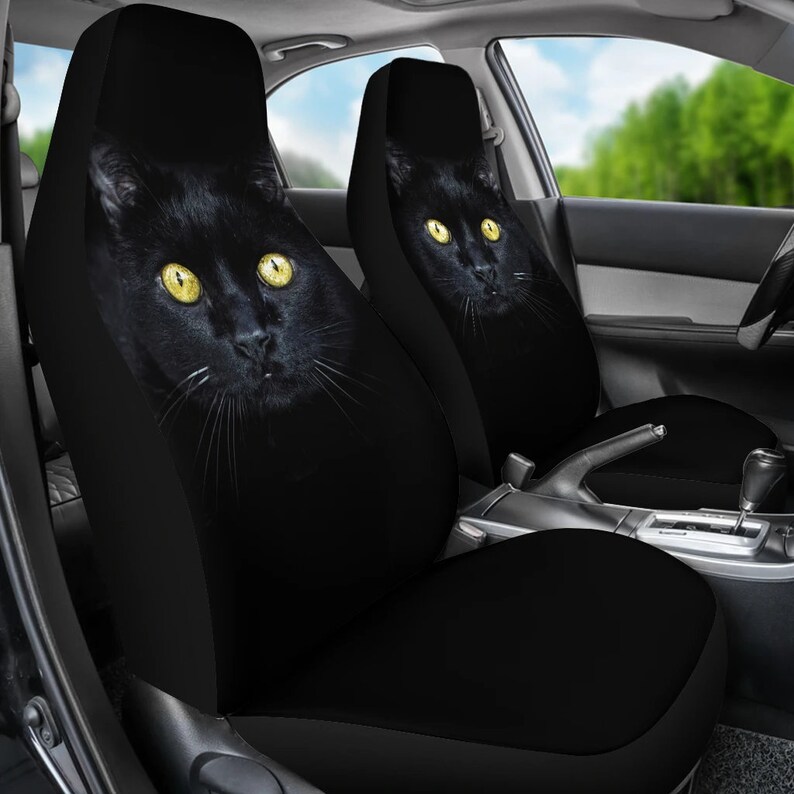 Black Cat Car Seat Covers Black Bucket Seat Covers Feline Etsy