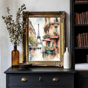 Paris Painting Eiffel Tower Watercolor Art Print Parisian Scene France Cityscape Illustration Wall Art Spring Wall Decor imagem 4