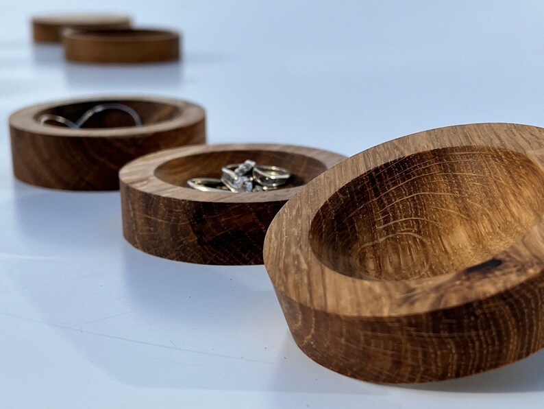 Jewelry Dish Solid Oak Wood Ring Dish Wedding Ring Holder image 2