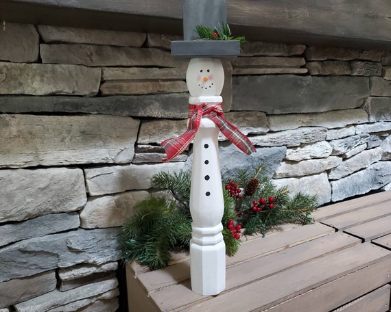 Wooden Spindle Snowman - Etsy