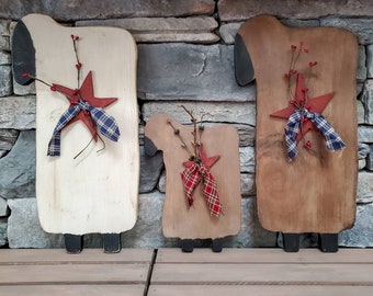 Primitive Wooden Sheep - Two sizes