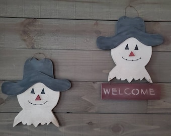 Primitive Wooden Hanging Scarecrow