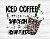 Iced Coffee, Sublimation PNG, PNG Digital Download, Iced Coffee PNG, Waterslide Png, Digital Design, Printable File, Funny Png, Leopard Png