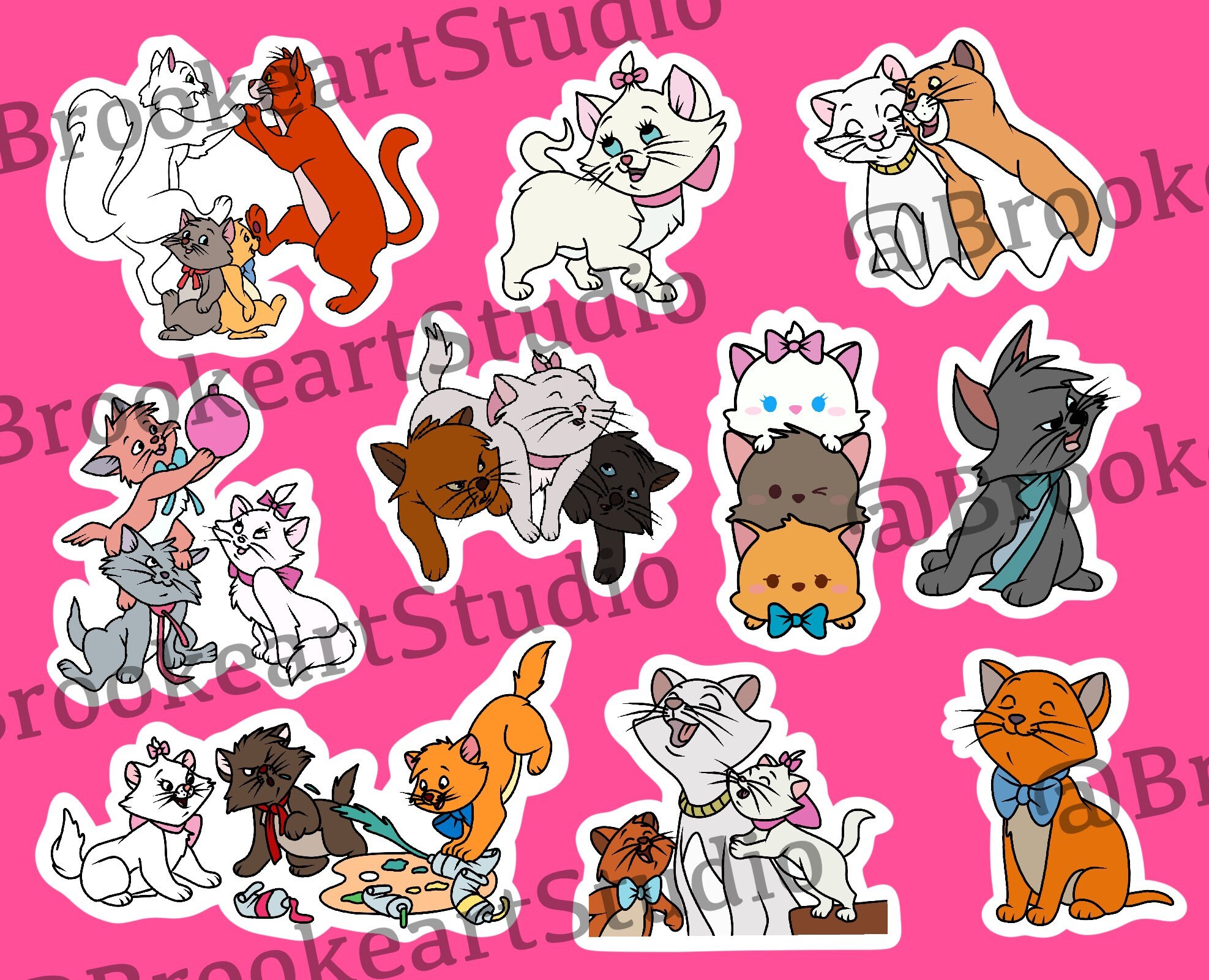 New Disney Aristocats Sticker Pack Adhesive Paper Glossy | Etsy