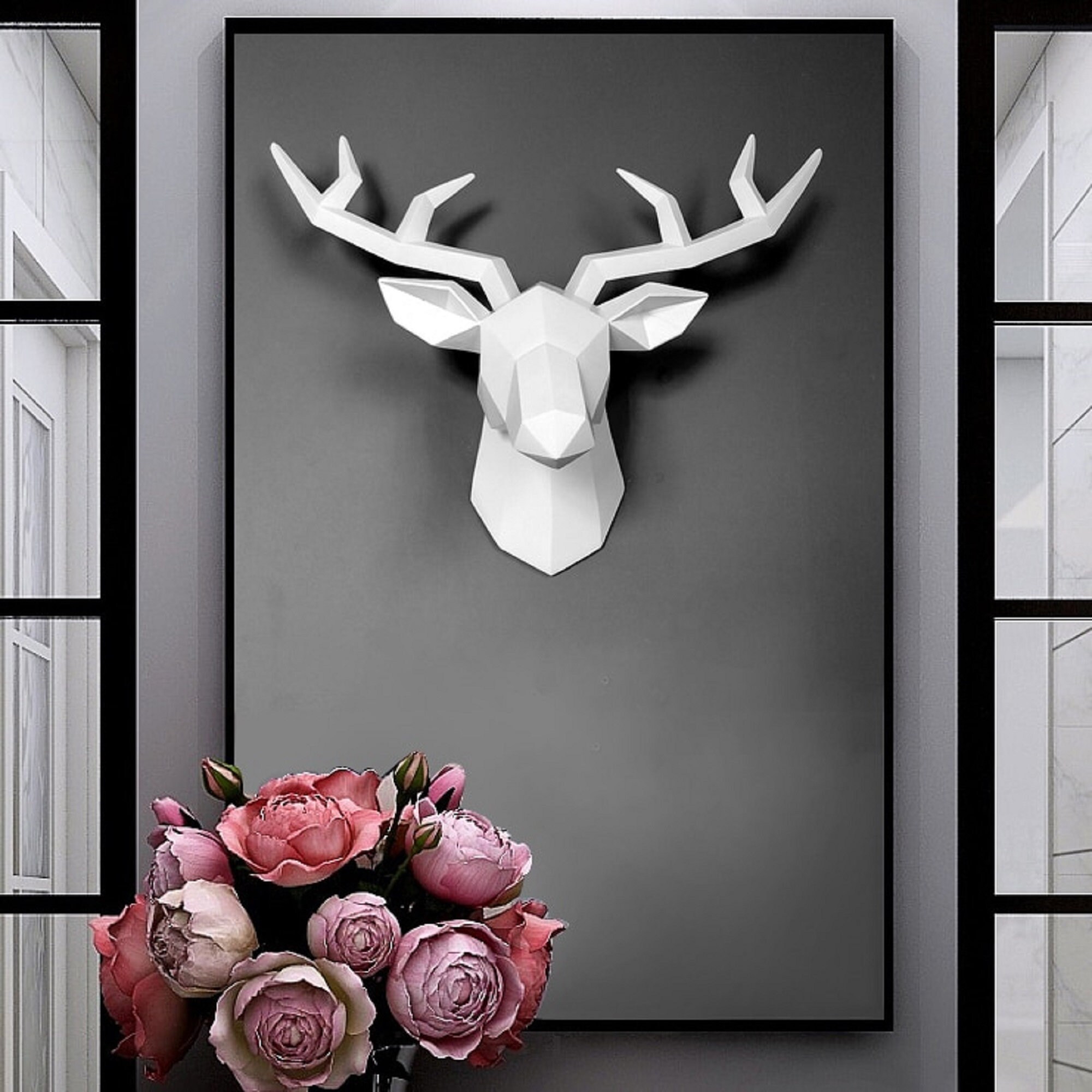 Deer Head Wall Mount Decor Wall Hanging Deer Head Statue Etsy