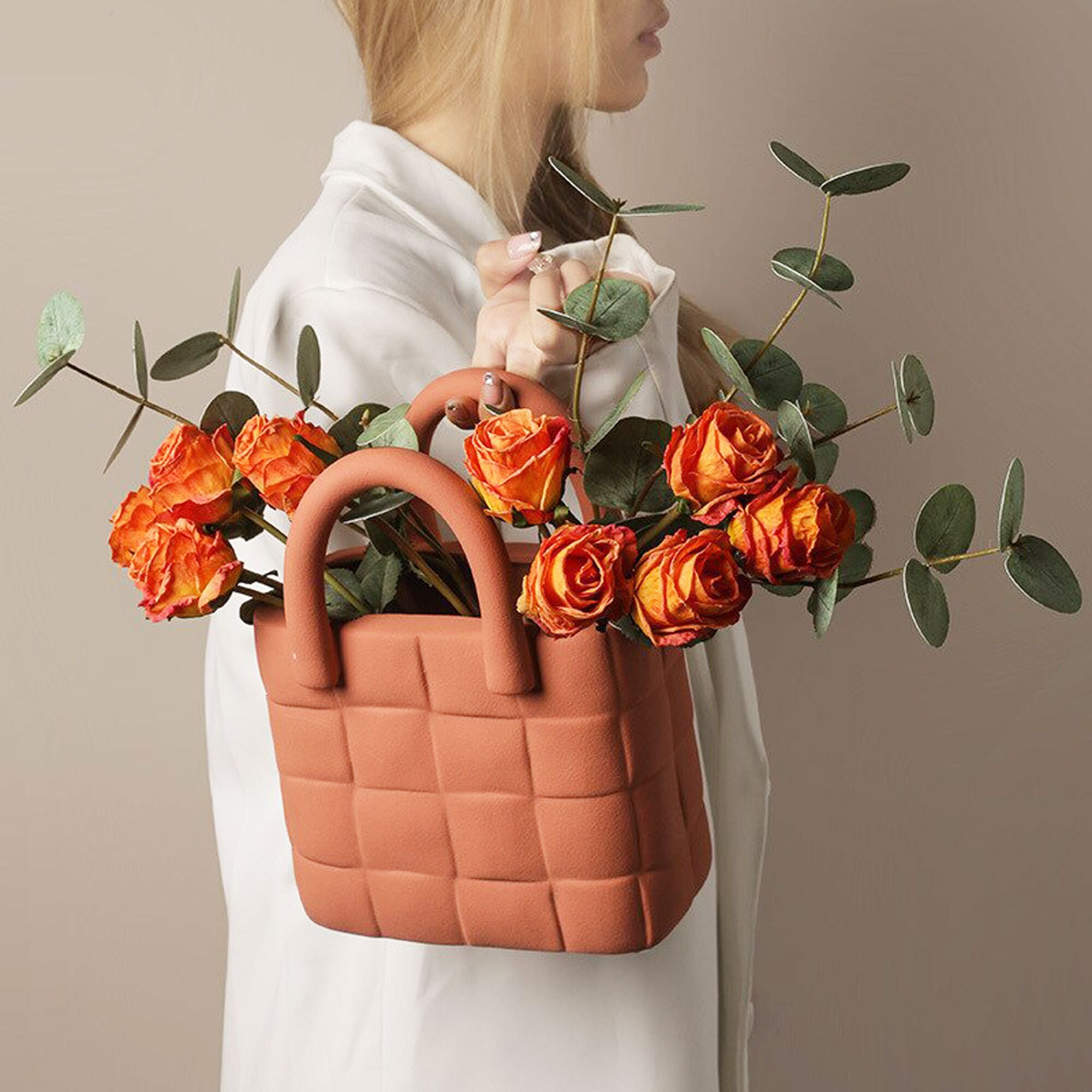 Nordic Ceramic Handbag Vase Handmade Ceramic Vase Living Room Etsy