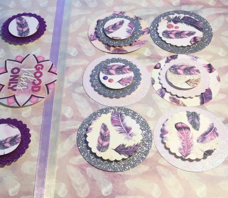 Purple Gift for her Pink Feather Box Frame Picture Glitter Feather Picture White