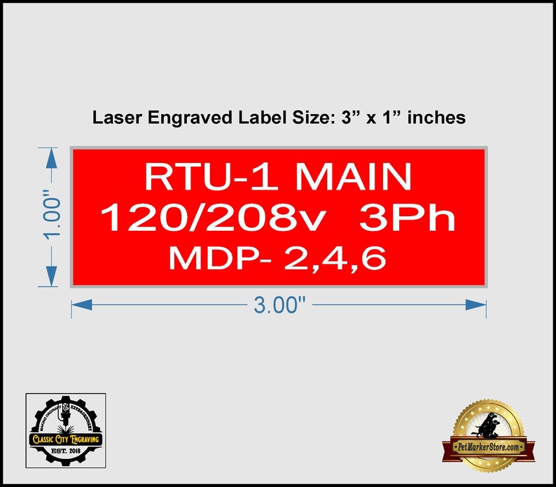 Laser Engraved Red Electrical Label: Custom Laminated Plastic ID Tag - Etsy