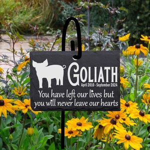 Personalized Pig Memorial Slate Stone: Engraved Pet Gravestone Marker with Stand