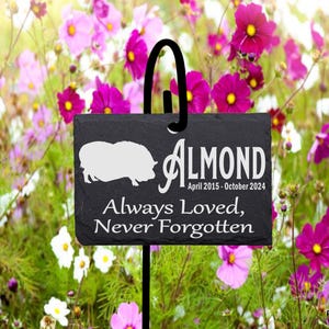 Personalized Pet Pig Memorial Stone: Laser Engraved Slate Garden Marker with Stand