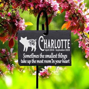 Personalized Pig Memorial Stone: Laser Engraved Slate Pet Gravestone with Stand