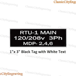 Electrical Labels and Tags Mechanical ID Panel Switch Plates Matte Black Up to 3 Lines Laminated Acrylic Laser Engraved.