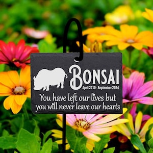 Personalized Pot Belly Pig Memorial Slate Stone - Engraved Pet Gravestone Marker with Stand