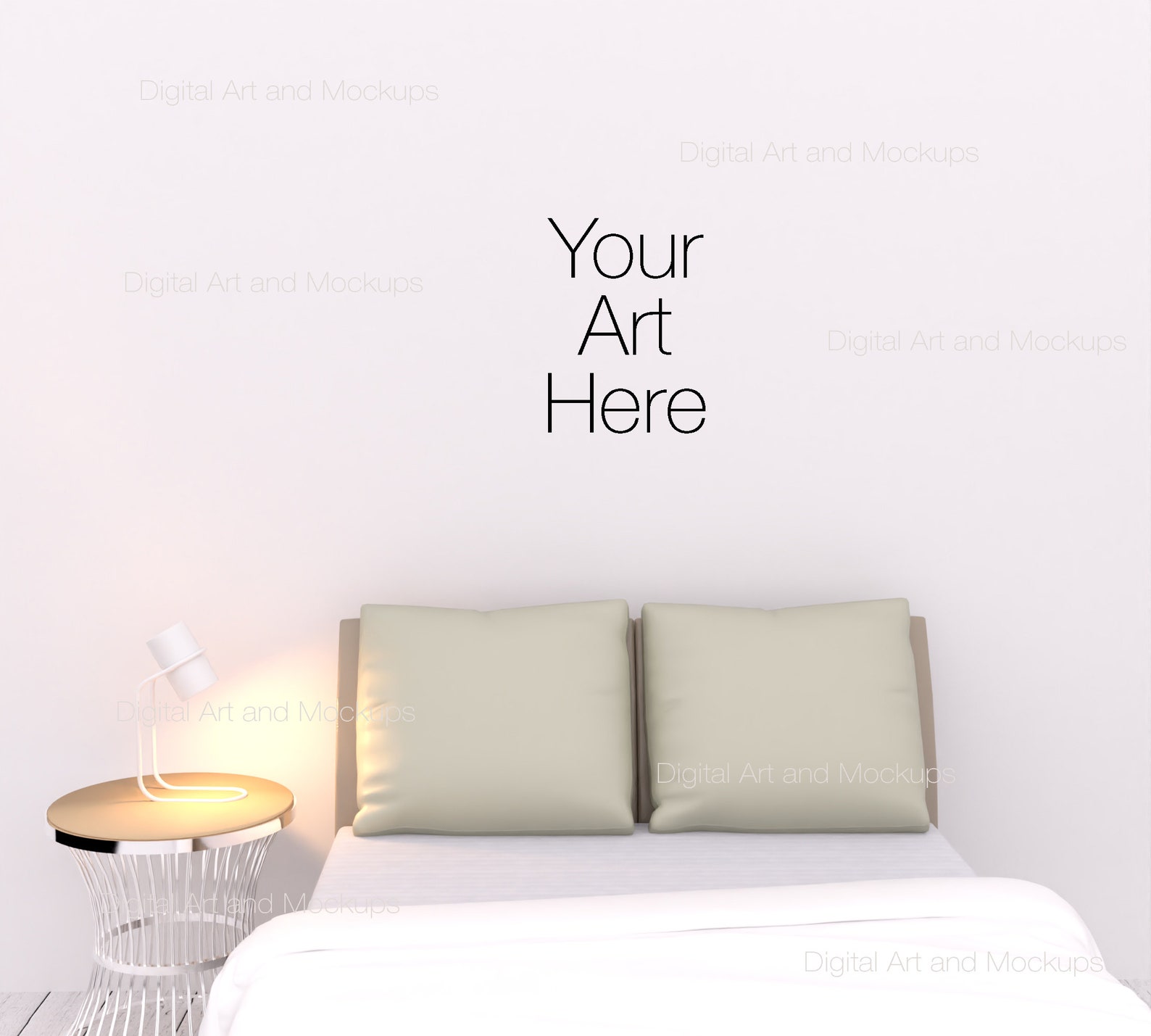 Wall Art Mockup Small Bedroom Digital Download Interior