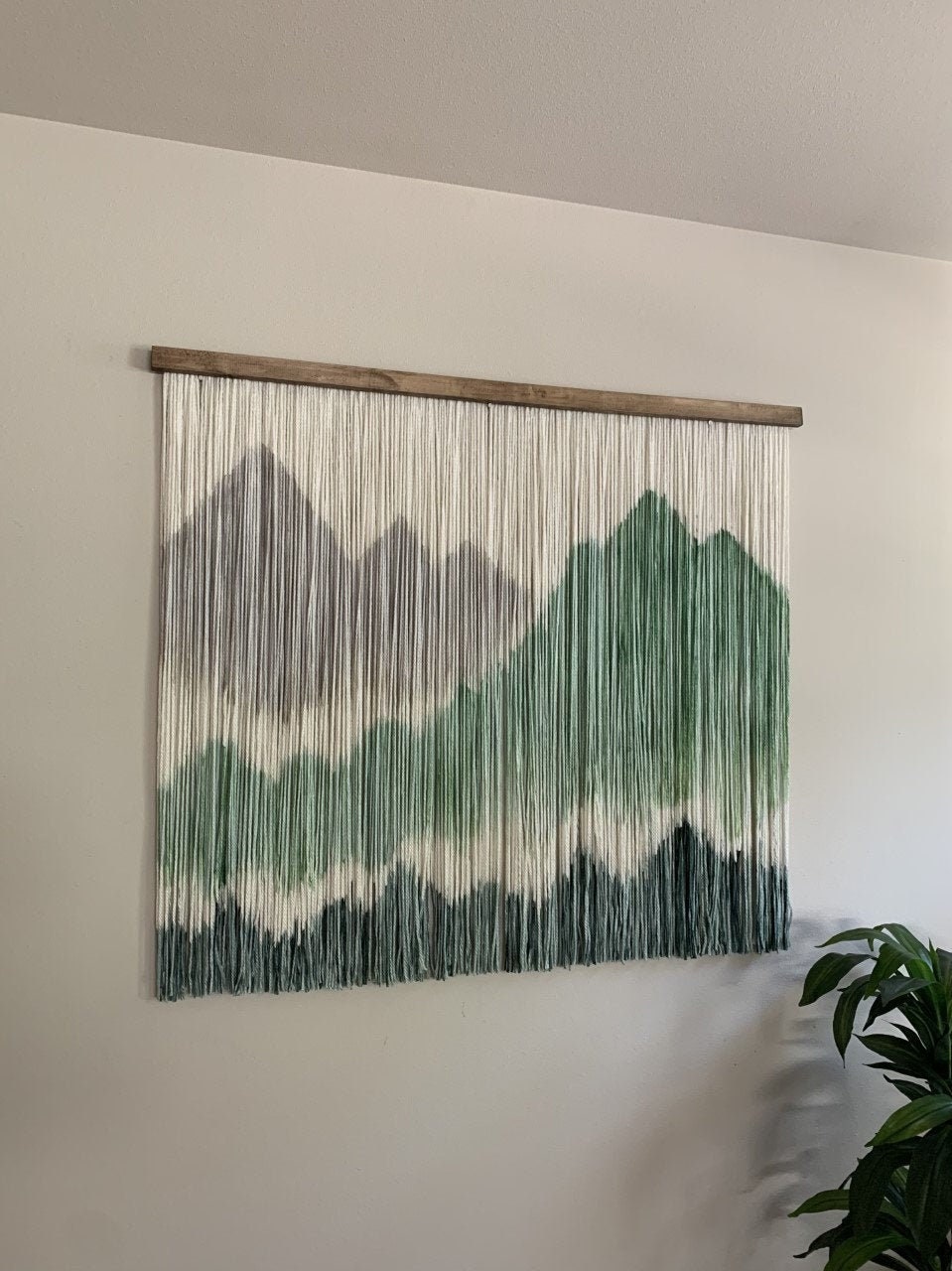 Macrame Wall Hanging - Handcrafted with Black and Sage Green Yarn - Pe –  Design Studio By Kris