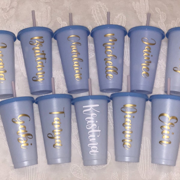 Personalized Cup with Lid and Straw Plastic Drinkware Monogram Tumbler, Custom Gift perfect for Bachelorette Parties Wedding I Do Proposal