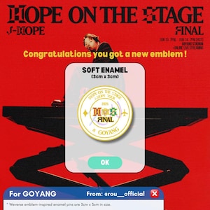 J-HOPE; Hope On The Stage FINAL Concert 2025 Attendance Emblem/Enamel Pin (Bangtan Collectables)