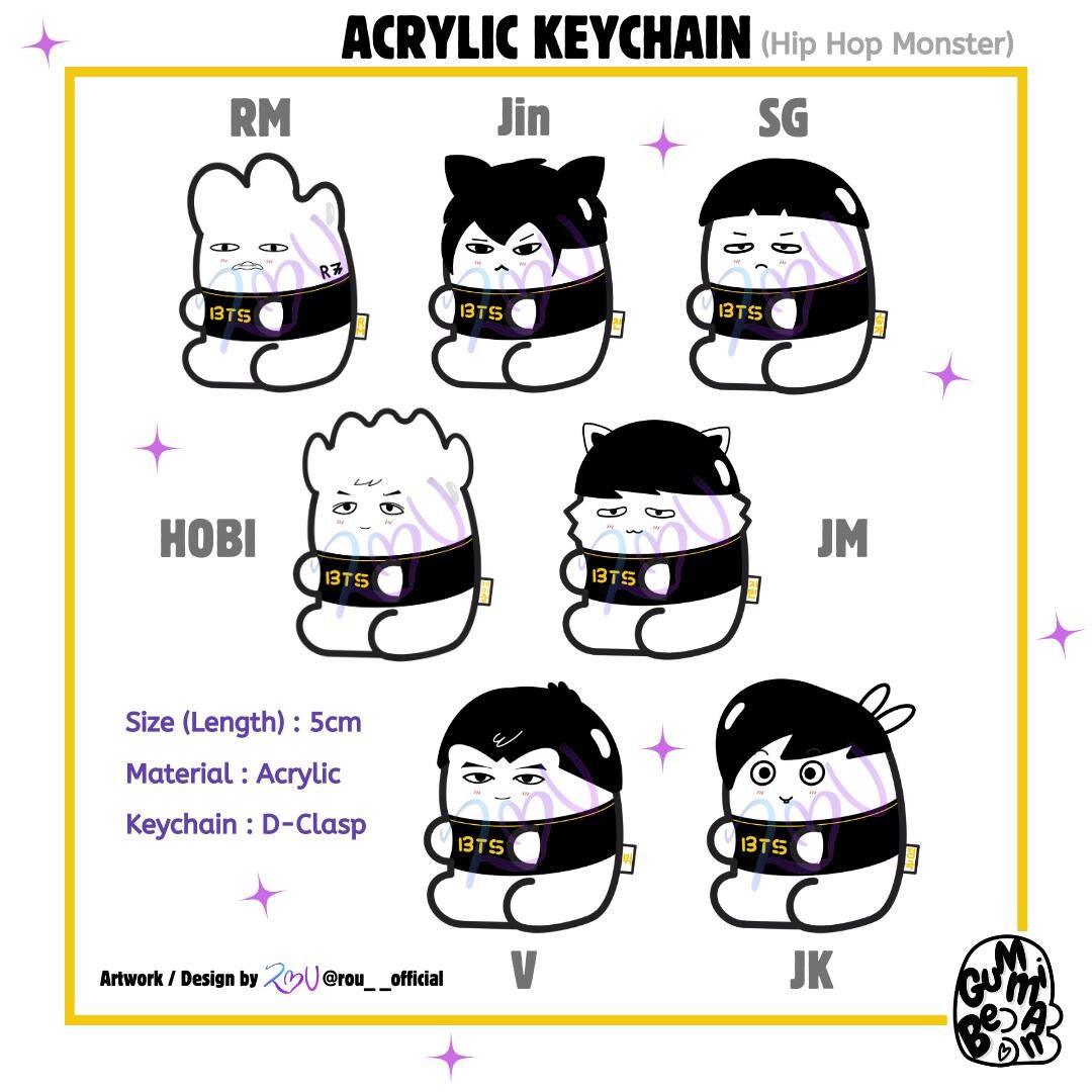 BTS Hip Hop Monster Gummi Bean Acrylic Keychain (bangtan