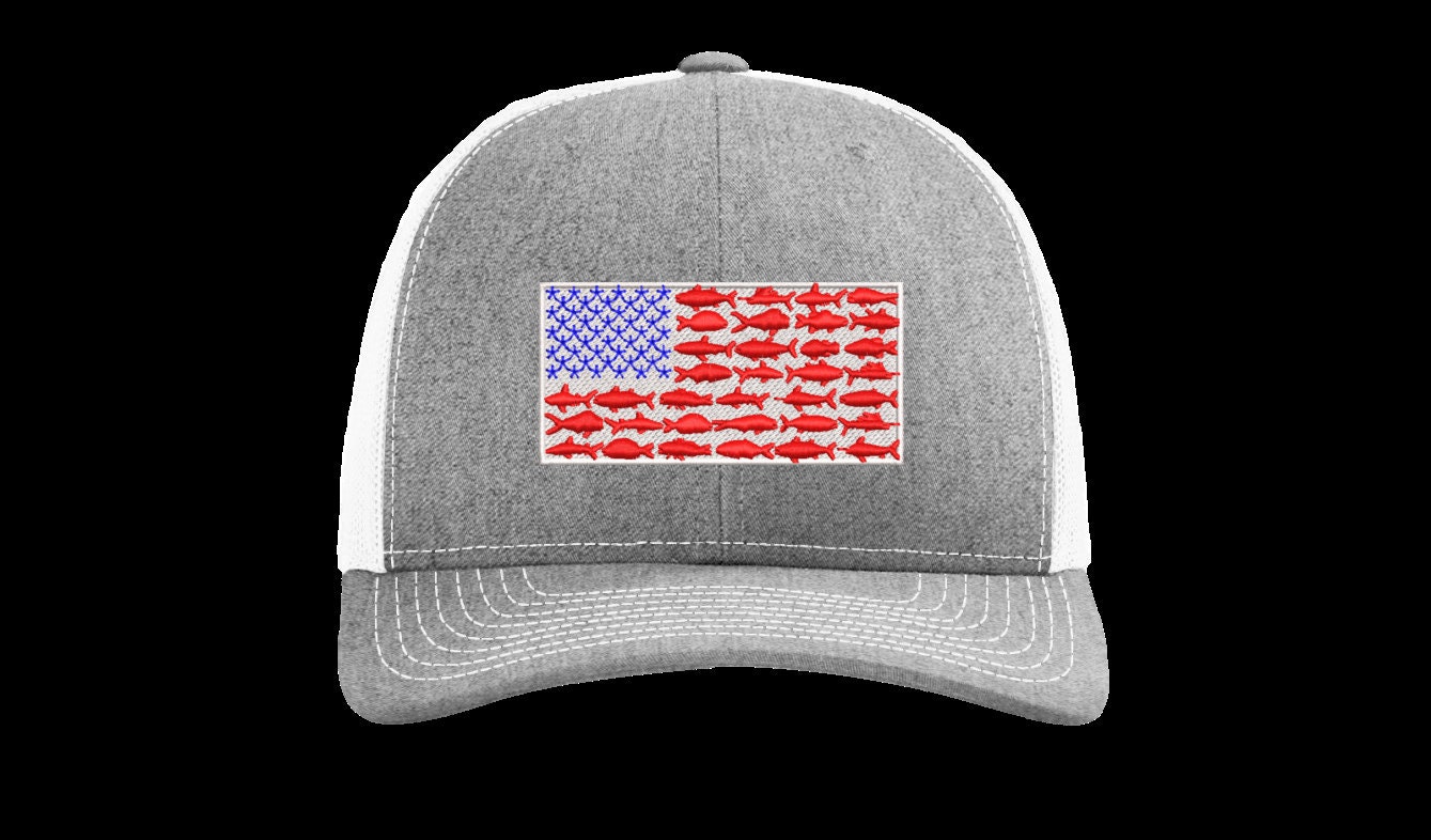Hat with fish american flag top